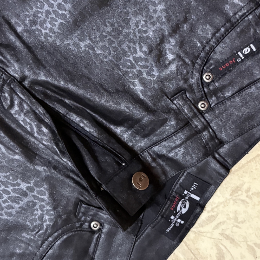 Leopard Print Black Jeans